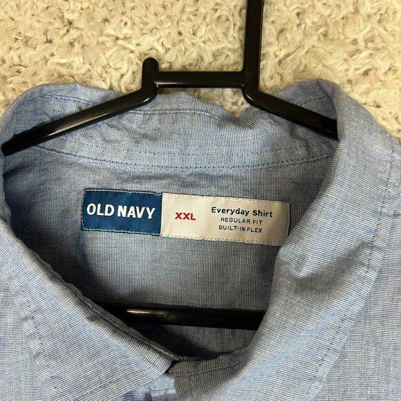 Old Navy Everyday Shirt Mens 2XL Blue Button Up Short Sleeve Built In Flex - Picture 3 of 6